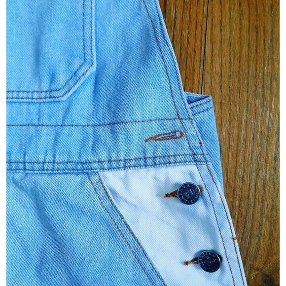 Vintage 90s Mastik Painted Denim Overalls Shorts Shortalls Women Size M USA - Picture 5 of 13